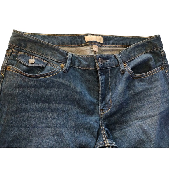 Banana Republic Stretch Cropped Jeans Medium Wash Folded Cuff Womens Size Twelve - Picture 1 of 9